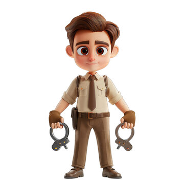 3D character a man police on Transparent Background