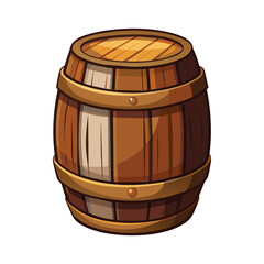 Wooden Barrel Illustration on White Background