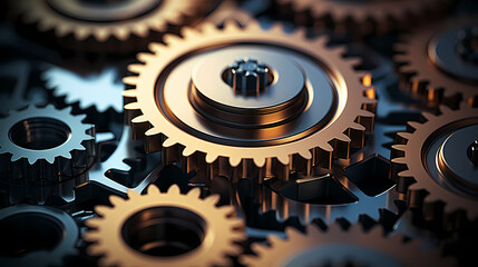 A series of interrelated gears symbolizes the synergy between different elements of a well-functioning system