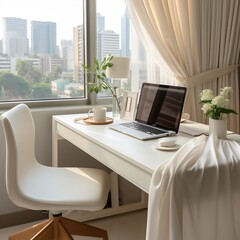 Chic Urban Home Office with City View. 