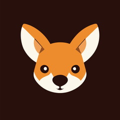 a kangaroo head logo, the smallest flat vector logo,, with no realistic photo details, vector illustration kawaii