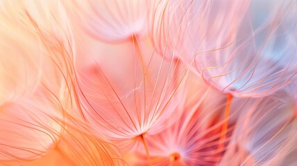 Dandelion seeds as floral macro background. Concept of nature, happiness and tranquility.	
