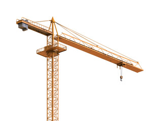 Construction Crane isolated or yellow tower crane isolated on transparency background.