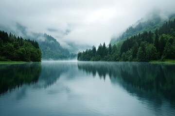 Fototapeta na wymiar Serene Lake in Lush Forest