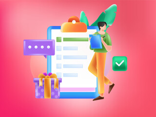 Invite friends to conduct questionnaire flat vector concept operation hand drawn illustration
