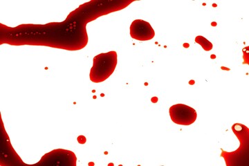 Abstract background, drops of red paint on a white canvas.