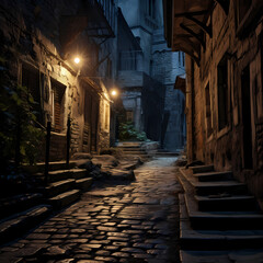 Mysterious alleyway in an old town. 