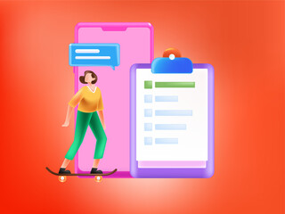 Invite friends to conduct questionnaire flat vector concept operation hand drawn illustration
