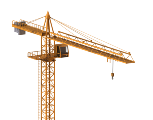 Construction Crane isolated or yellow tower crane isolated on transparency background.