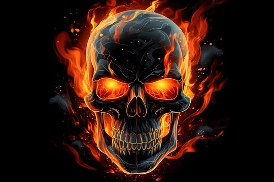 flaming skull with fiery aura
