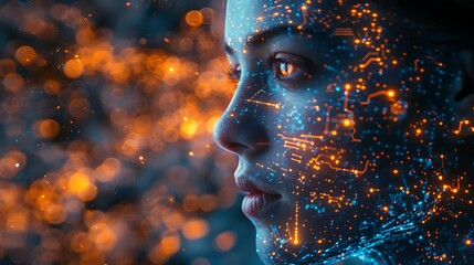Visualize the abstract concept of artificial intelligence by incorporating futuristic elements, circuitry patterns, and ethereal lighting to represent the digital intelligence of AI