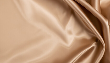 Fototapeta premium Beautiful smooth elegant wavy beige light brown satin silk luxury cloth fabric texture, abstract background. Copy space for text or design use