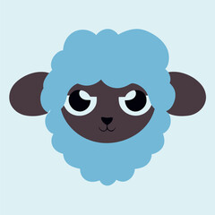 a sheep head logo, the smallest flat vector logo,, with no realistic photo details, vector illustration kawaii