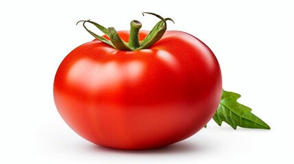 Tomato isolated. Tomato on white background. Perfect retouched tomatoe side view. With clipping path. Full depth of field
