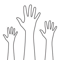 Obraz premium vector human hands outline hand drawn
