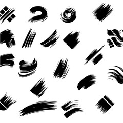 Paint brush marks Vector set isolated on white background 