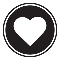 vector white heart in black circle icon