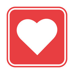 vector red heart in square icon