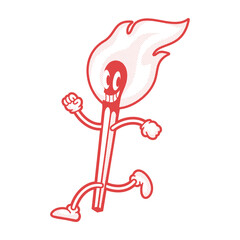 wooden matches vintage cartoon vector illustration, Design element for logo, poster, card, banner, emblem, t shirt. Vector illustration