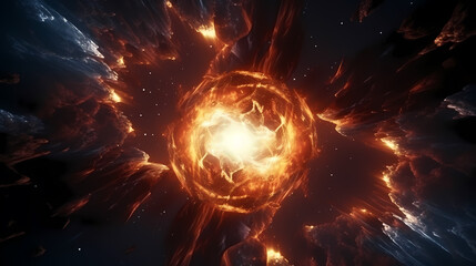 Supernova explosion in outer space