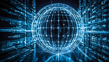 Concept for secure connections online security cyber security human element of AI, data flow, world wide web, data, networking, hosting