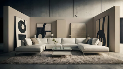 Island Style living room with high ceiling