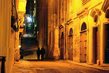 Narrow street at night