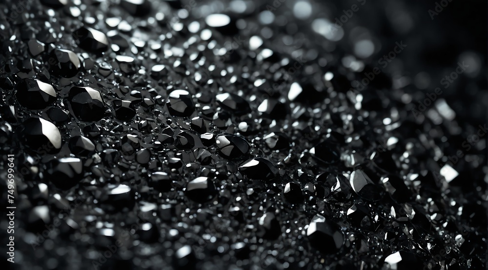 Poster shiny sparkling black foil surface texture from generative ai