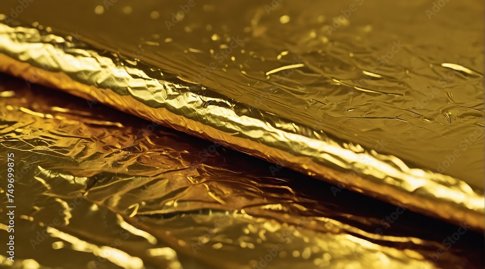 Poster shiny sparkling smooth yellow foil surface texture from generative ai