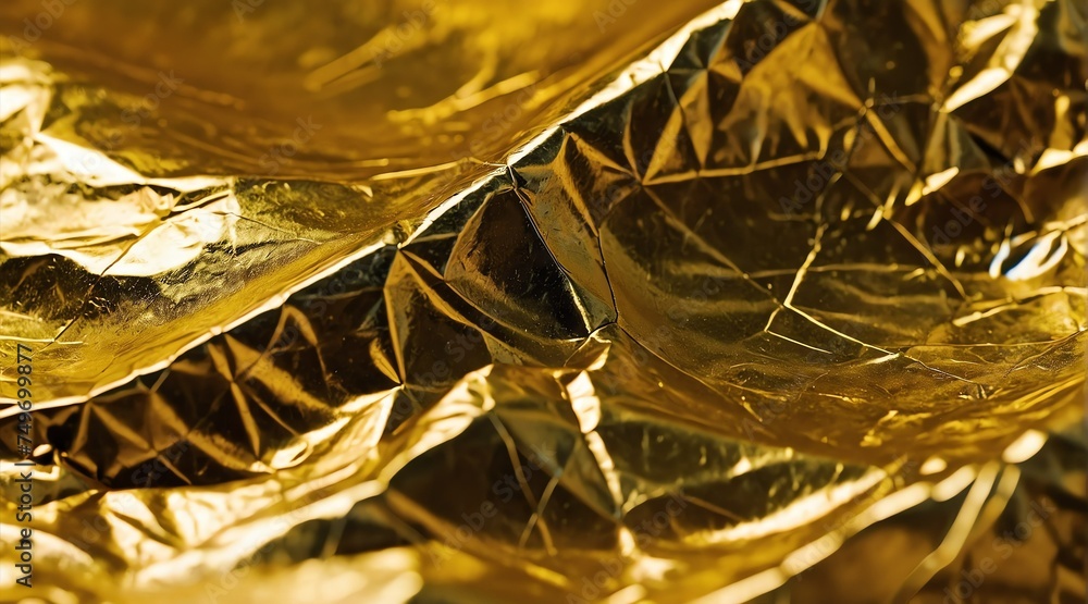 Poster shiny sparkling smooth yellow foil surface texture from generative ai