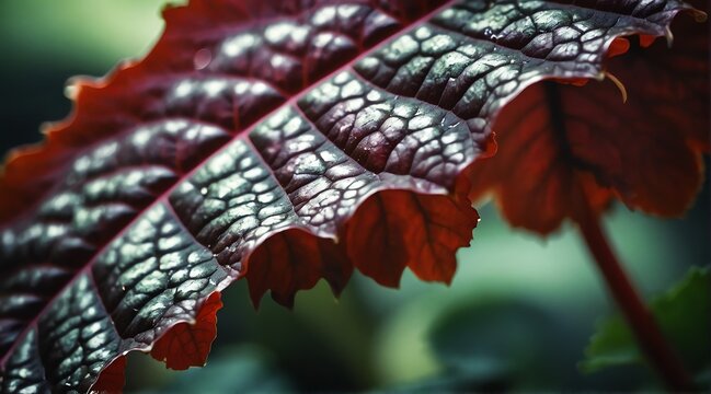 Coral bells leaf texture natural tropical leaf close up from Generative AI