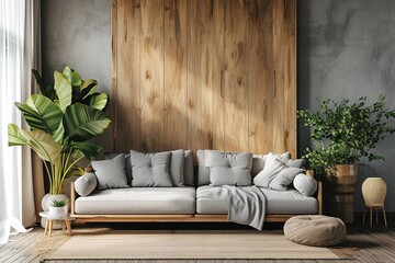 Friendly interior style. living room. Wall mockup. Wall art. 3d rendering, 3d illustration