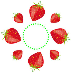 strawberry frame with green leaf