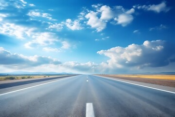 Naklejka premium Asphalt road and beautiful sky at sunset, travel and transportation concept
