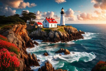 lighthouse on the coast - Powered by Adobe