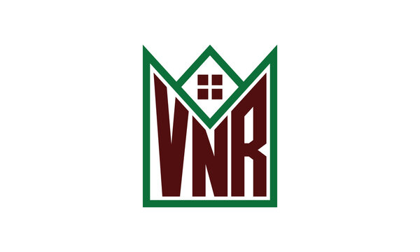 VNR initial letter real estate builders logo design vector. construction, housing, home marker, property, building, apartment, flat, compartment, business, corporate, house rent, rental, commercial