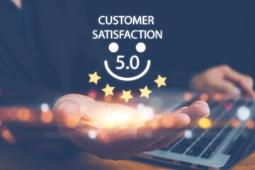 Customer review satisfaction feedback survey. customer services best excellent business rating...