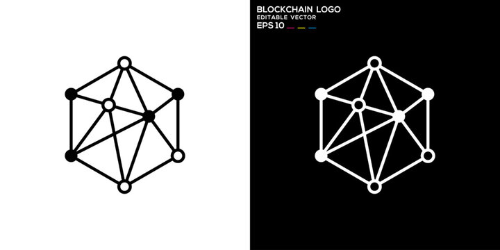 Modern vector template of blockchain logo, connection, internet, data, analysis, technology, EPS 10