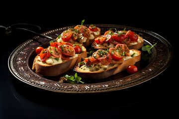 Bruscetta on a plate. Fresh Bruscetta.