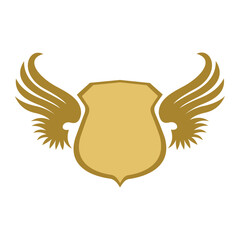 Vector illustration of a majestic golden shield with wings