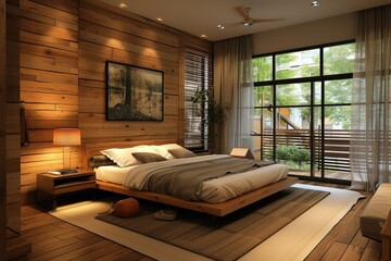 modern wooden style bedroom interior design