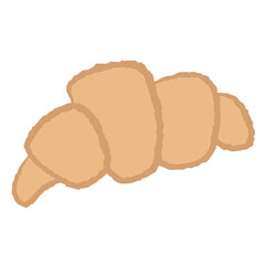 Hand drawn croissant in crayon colouring style for bakery, pastry, cafe, restaurant, menu, recipe, baking book, breakfast, brunch, lunch, sweet dessert, print, brand logo, icon, sticker, tattoo, ads
