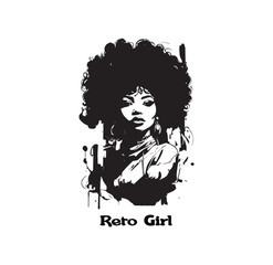 A portrait of a retro woman with curly hair t shirt design