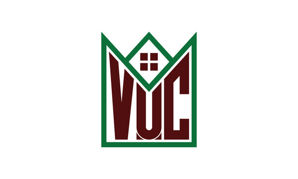 VUC initial letter real estate builders logo design vector. construction, housing, home marker, property, building, apartment, flat, compartment, business, corporate, house rent, rental, commercial