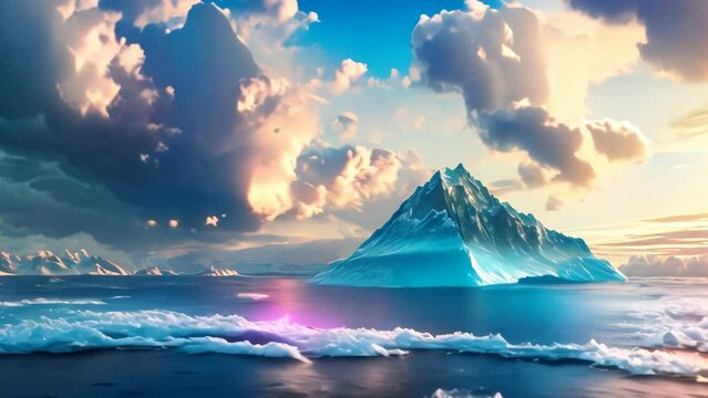 polar ice with dark clouds. 4k video animation