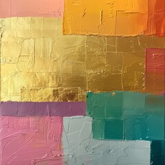 A textured abstract painting reflecting the beauty of a sunset in a spectrum of bold, unconventional colors - obrazy, fototapety, plakaty