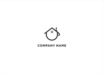 Home coffee logo simple line logo template vector illustration