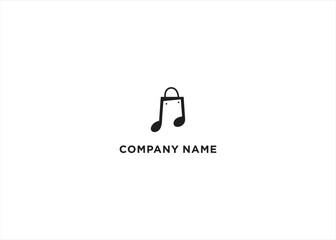 Music Shop Shopping Bag Logo Vector Stock Vector