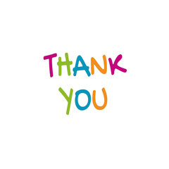 Thank you. colorful text, lettering, on white background Card banner design. Vector	