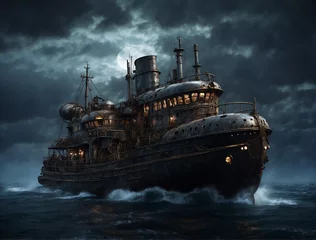 Fotobehang ship in the storm © Tyrazz